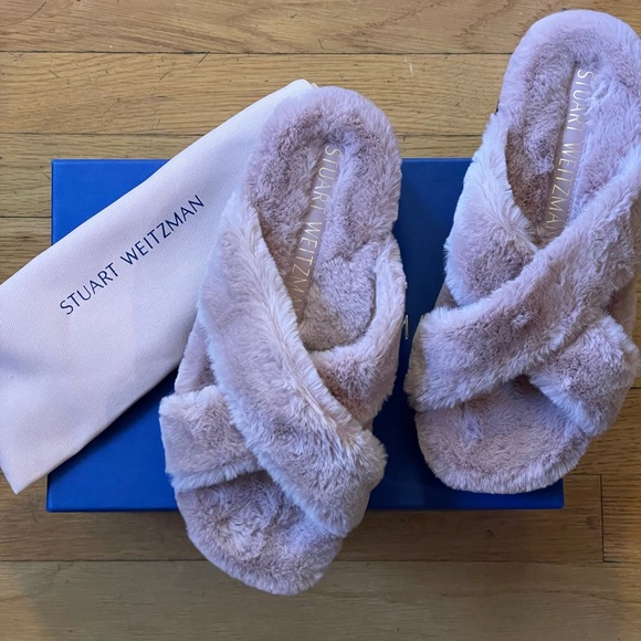 STUART WEITZMAN Roza Lift Chill Faux Fur Platform Slides - Women’s Size 8 - New - Picture 5 of 10